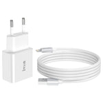 Chargeur de voyage IVON AD-35 2 en 1 18W QC3.0 port USB + câble de données USB vers 8 broches 1m, prise EU, prise US