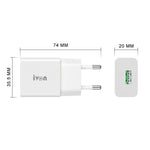 Chargeur de voyage IVON AD-35 2 en 1 18W QC3.0 port USB + câble de données USB vers 8 broches 1m, prise EU, prise US