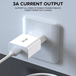 Chargeur de voyage IVON AD-35 2 en 1 18W QC3.0 port USB + câble de données USB vers 8 broches 1m, prise EU, prise US