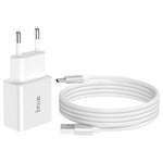 Chargeur de voyage IVON AD-35 2 en 1 port USB QC3.0 18W + câble de données USB vers USB-C / Type-C 1m, prise EU, prise US