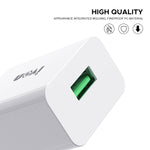 Chargeur de voyage IVON AD-35 2 en 1 port USB QC3.0 18W + câble de données USB vers USB-C / Type-C 1m, prise EU, prise US