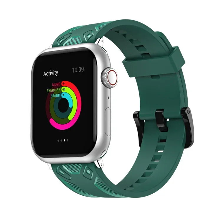 Bracelet de montre texturé en fibre de carbone pour Apple Watch Series, 7 41mm / 6&SE&5&4 40mm / 3&2&1 38mm, 7 45mm / 6&SE&5&4 44mm / 3&2&1 42mm