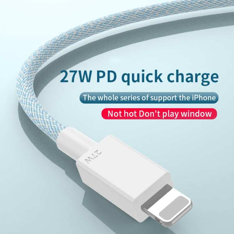 Câble de données tressé de charge rapide USB-C / Type-C vers 8 broches PD 27W, longueur du câble : 1m, 27W
