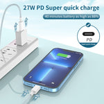 Câble de données tressé de charge rapide USB-C / Type-C vers 8 broches PD 27W, longueur du câble : 1m, 27W