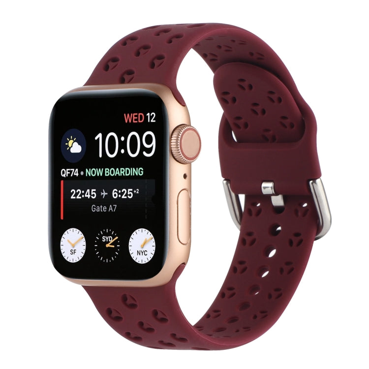 Bracelet de montre en silicone ajouré pour Apple Watch Series, 7 41mm / 6&SE&5&4 40mm / 3&2&1 38mm, 7 45mm / 6&SE&5&4 44mm / 3&2&1 42mm