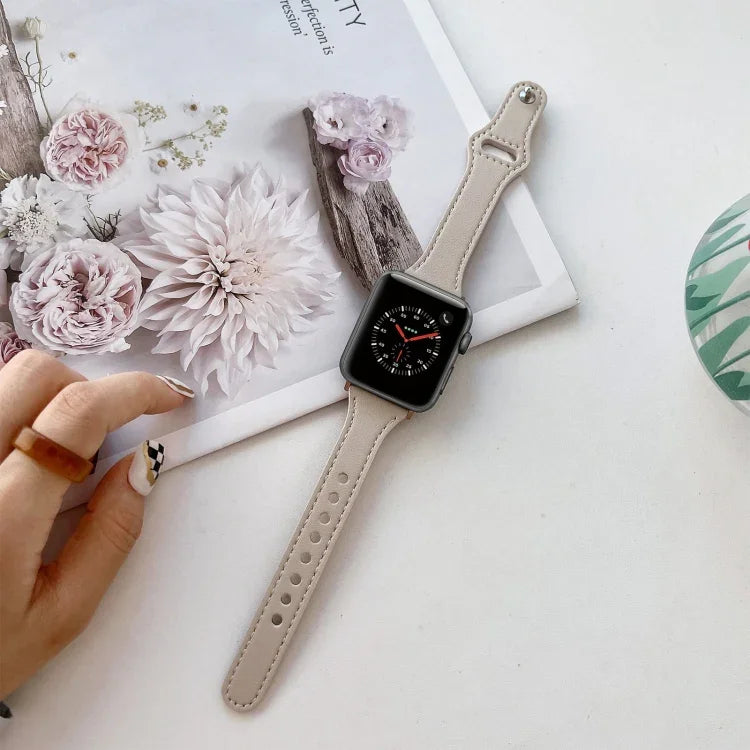 Bracelet de montre en cuir texturé plat pour Apple Watch Series, 7 41mm / 6&SE&5&4 40mm / 3&2&1 38mm, 7 45mm / 6&SE&5&4 44mm / 3&2&1 42mm