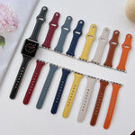 Bracelet de montre en cuir texturé plat pour Apple Watch Series, 7 41mm / 6&SE&5&4 40mm / 3&2&1 38mm, 7 45mm / 6&SE&5&4 44mm / 3&2&1 42mm