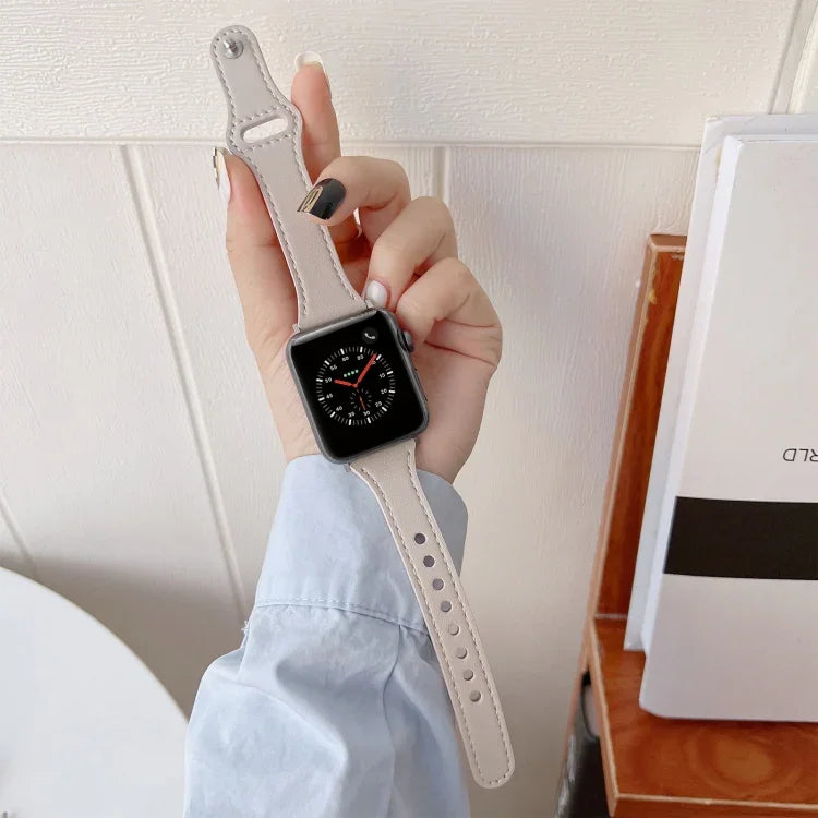 Bracelet de montre en cuir texturé plat pour Apple Watch Series, 7 41mm / 6&SE&5&4 40mm / 3&2&1 38mm, 7 45mm / 6&SE&5&4 44mm / 3&2&1 42mm