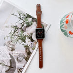 Bracelet de montre en cuir texturé plat pour Apple Watch Series, 7 41mm / 6&SE&5&4 40mm / 3&2&1 38mm, 7 45mm / 6&SE&5&4 44mm / 3&2&1 42mm