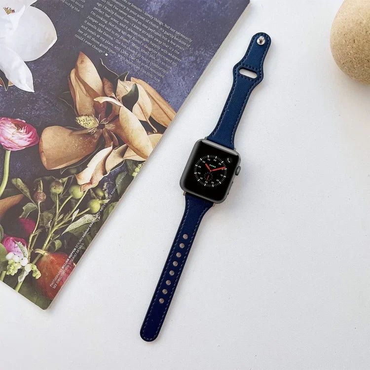 Bracelet de montre en cuir texturé plat pour Apple Watch Series, 7 41mm / 6&SE&5&4 40mm / 3&2&1 38mm, 7 45mm / 6&SE&5&4 44mm / 3&2&1 42mm