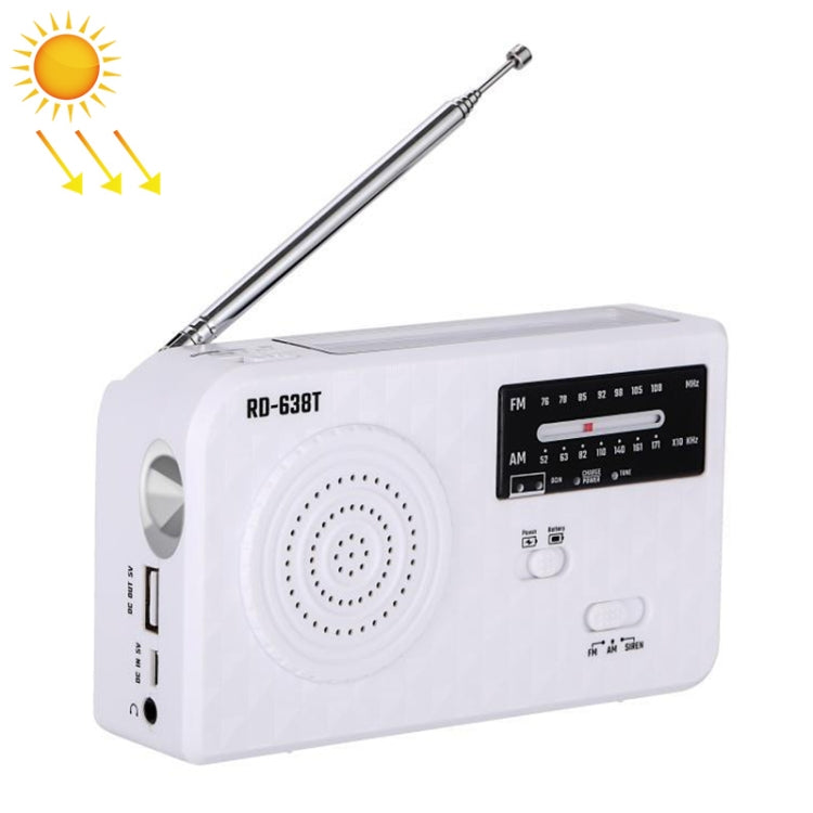 Radio AM/FM solaire bi-bande RD-638T avec lampe torche et fonction dynamo