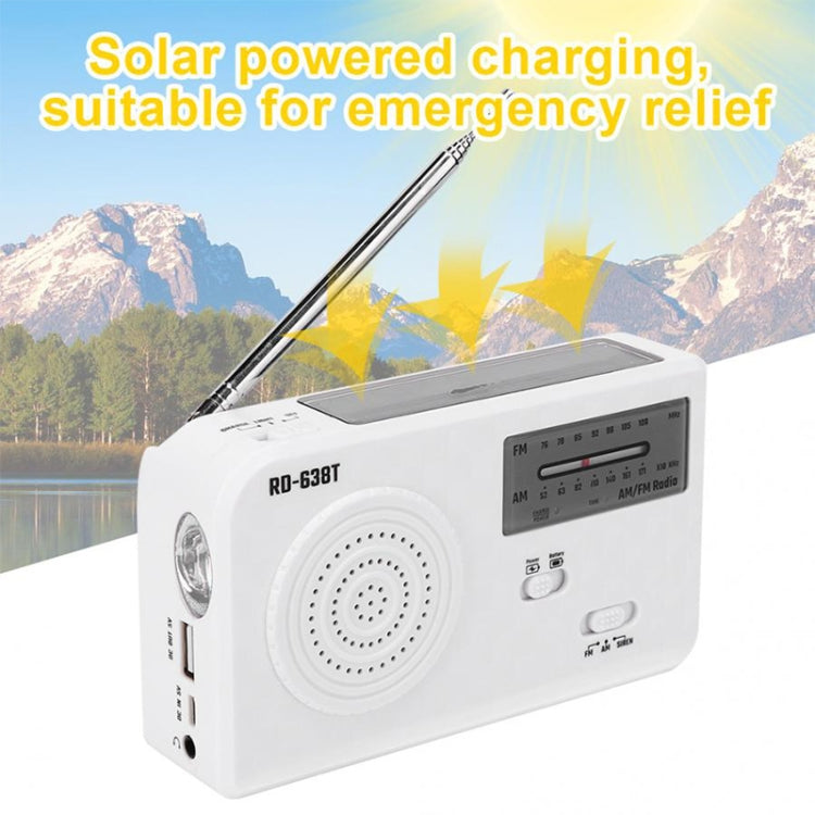 Radio AM/FM solaire bi-bande RD-638T avec lampe torche et fonction dynamo