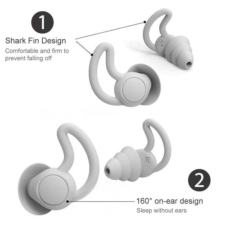 iMeBoBo A1 Bouchons d'oreille en silicone nano anti-bruit pour le sommeil version aileron de requin, deux couches, trois couches