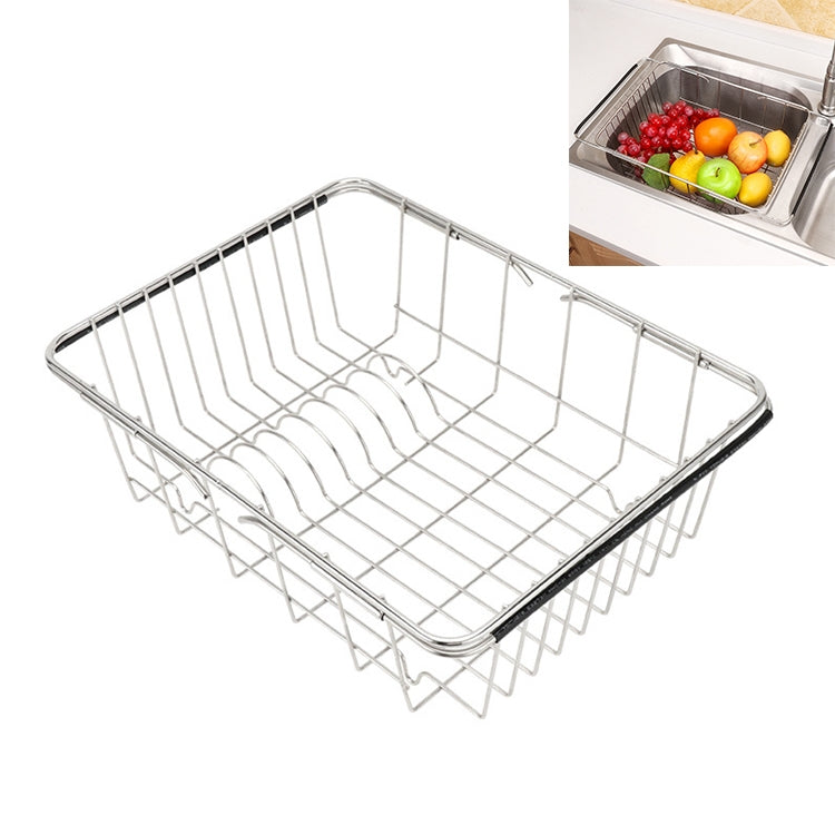 Égouttoir à vaisselle d'évier de cuisine Panier de vidange Panier à laver les légumes et les fruits Support de séchage en acier inoxydable réglable, style filet arqué, style fond plat, style ordinaire