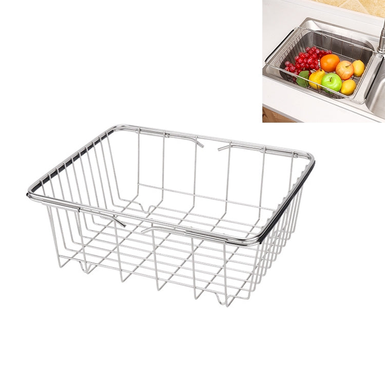 Égouttoir à vaisselle d'évier de cuisine Panier de vidange Panier à laver les légumes et les fruits Support de séchage en acier inoxydable réglable, style filet arqué, style fond plat, style ordinaire