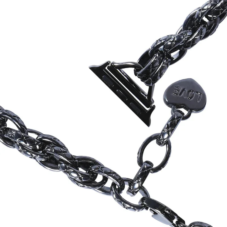 Bracelet de montre à pendentif cœur en acier inoxydable pour Apple Watch Series, 7 41 mm / 6&SE&5&4 40 mm / 3&2&1 38 mm, 7 45 mm / 6&SE&5&4 44 mm / 3&2&1 42 mm