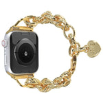 Bracelet de montre à pendentif cœur en acier inoxydable pour Apple Watch Series, 7 41 mm / 6&SE&5&4 40 mm / 3&2&1 38 mm, 7 45 mm / 6&SE&5&4 44 mm / 3&2&1 42 mm
