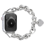 Bracelet de montre à pendentif cœur en acier inoxydable pour Apple Watch Series, 7 41 mm / 6&SE&5&4 40 mm / 3&2&1 38 mm, 7 45 mm / 6&SE&5&4 44 mm / 3&2&1 42 mm