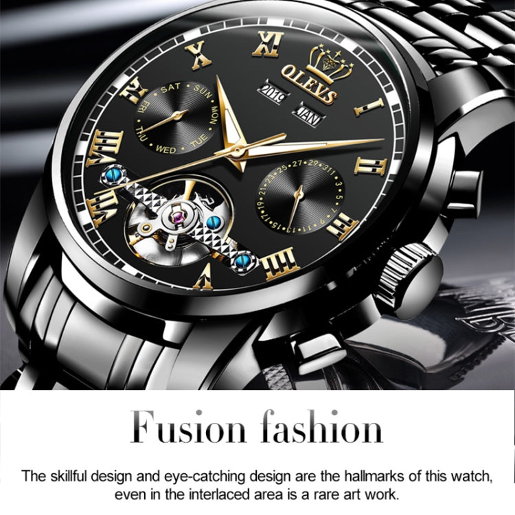 Montre mécanique automatique étanche à grand volant multifonction pour homme OLEVS 6607
