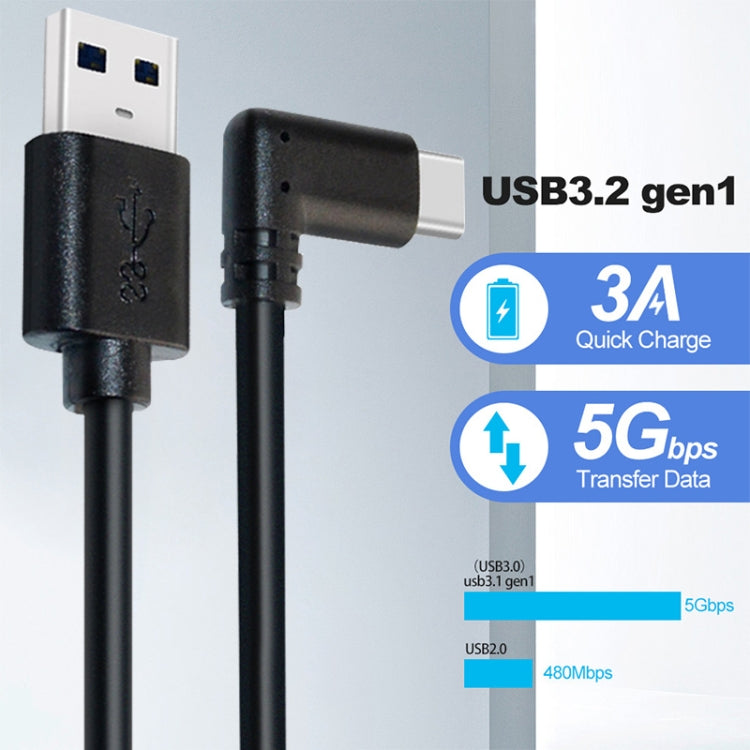 Câble de liaison VR coudé simple USB 3.2 Gen1 Type-C vers USB 3.2 Gen1 Type-C pour Oculus Quest 1 / 2, 3 m coude simple