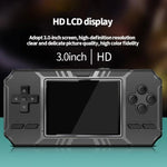 Console de jeux portable classique S8 avec écran de 3 pouces et 520 jeux intégrés, disponible en vert armée, noir et bleu.
