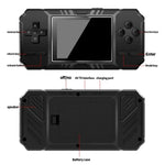 Console de jeux portable classique S8 avec écran de 3 pouces et 520 jeux intégrés, disponible en vert armée, noir et bleu.