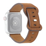 Bracelet de montre en cuir Crazy Horse avec boucle papillon pour Apple Watch Series, 7 41mm / 6&SE&5&4 40mm / 3&2&1 38mm, 7 45mm / 6&SE&5&4 44mm / 3&2&1 42mm