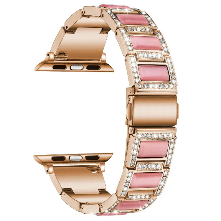 Bracelet de montre en métal opale de 22 mm pour Apple Watch Series, 7 41 mm / 6&SE&5&4 40 mm / 3&2&1 38 mm, 7 45 mm / 6&SE&5&4 44 mm / 3&2&1 42 mm