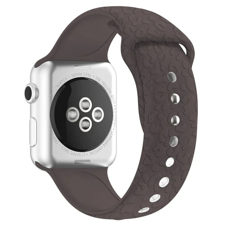 Bracelet de montre en silicone gaufré léopard pour Apple Watch Series 7 41 mm / 6&SE&5&4 40 mm / 3&2&1 38 mm, 7 45 mm / 6&SE&5&4 44 mm / 3&2&1 42 mm