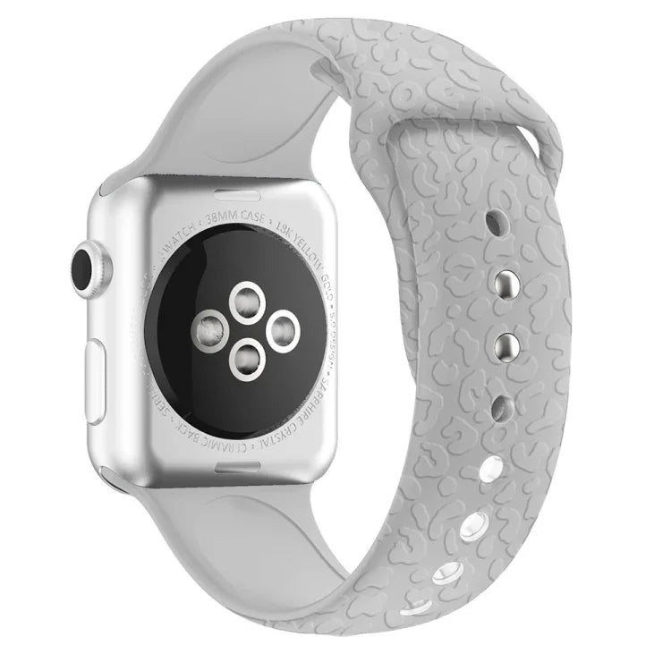 Leopard Embossing Silicone Watchband For Apple Watch Series, 7 41mm / 6&SE&5&4 40mm / 3&2&1 38mm, 7 45mm / 6&SE&5&4 44mm / 3&2&1 42mm