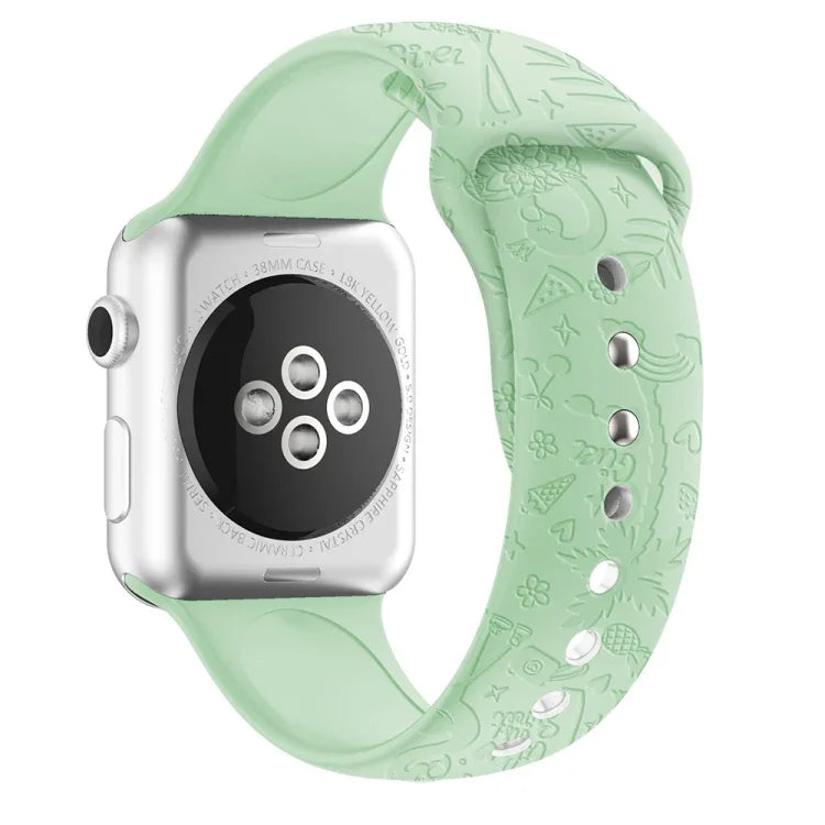 Bracelet de montre en silicone gaufré flamant rose pour Apple Watch Series, 7 41mm / 6&SE&5&4 40mm / 3&2&1 38mm, 7 45mm / 6&SE&5&4 44mm / 3&2&1 42mm