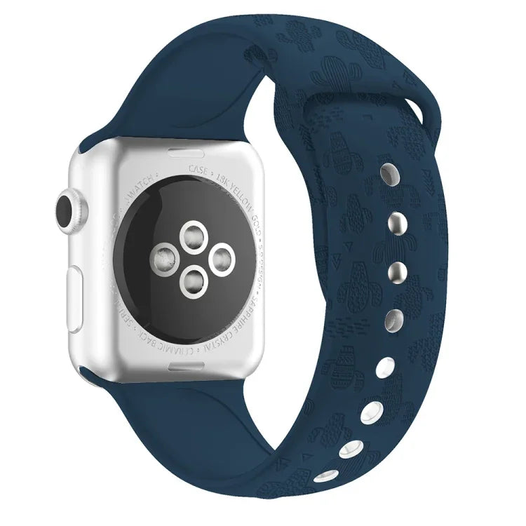 Bracelet en silicone gaufré cactus pour Apple Watch Series, 7 41mm / 6&SE&5&4 40mm / 3&2&1 38mm, 7 45mm / 6&SE&5&4 44mm / 3&2&1 42mm