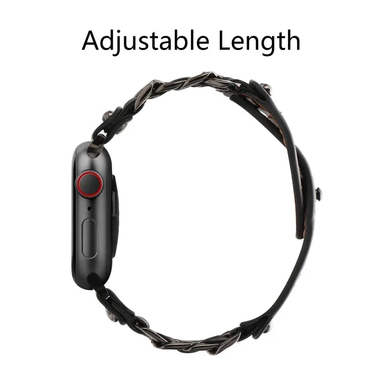 Bracelet de Montre en Cuir Véritable pour Homme pour Apple Watch Series, 7 41mm / 6&SE&5&4 40mm / 3&2&1 38mm, 7 45mm / 6&SE&5&4 44mm / 3&2&1 42mm