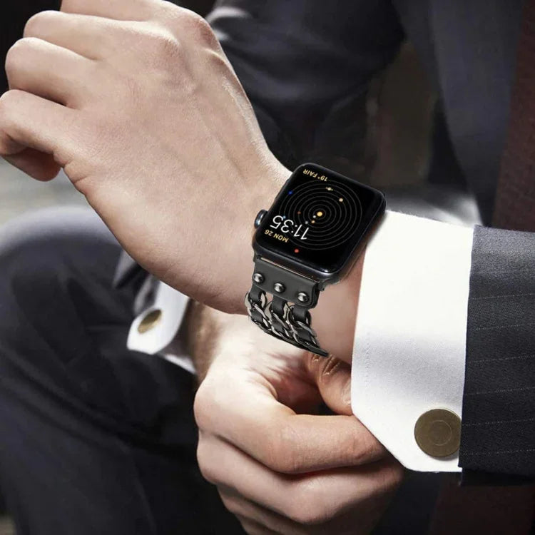 Bracelet de Montre en Cuir Véritable pour Homme pour Apple Watch Series, 7 41mm / 6&SE&5&4 40mm / 3&2&1 38mm, 7 45mm / 6&SE&5&4 44mm / 3&2&1 42mm