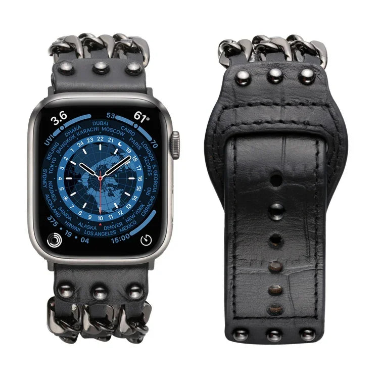 Bracelet de Montre en Cuir Véritable pour Homme pour Apple Watch Series, 7 41mm / 6&SE&5&4 40mm / 3&2&1 38mm, 7 45mm / 6&SE&5&4 44mm / 3&2&1 42mm