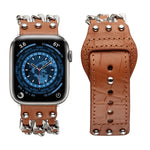Bracelet de Montre en Cuir Véritable pour Homme pour Apple Watch Series, 7 41mm / 6&SE&5&4 40mm / 3&2&1 38mm, 7 45mm / 6&SE&5&4 44mm / 3&2&1 42mm