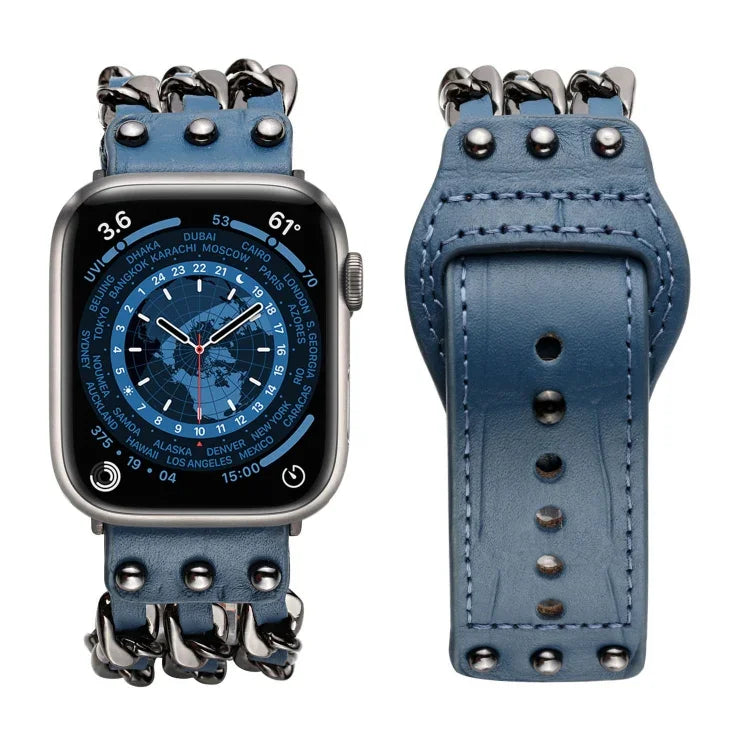 Bracelet de Montre en Cuir Véritable pour Homme pour Apple Watch Series, 7 41mm / 6&SE&5&4 40mm / 3&2&1 38mm, 7 45mm / 6&SE&5&4 44mm / 3&2&1 42mm