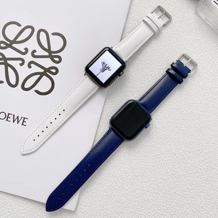 Bracelet de montre en cuir brillant pour Apple Watch Series, 7 41 mm / 6&SE&5&4 40 mm / 3&2&1 38 mm, 7 45 mm / 6&SE&5&4 44 mm / 3&2&1 42 mm