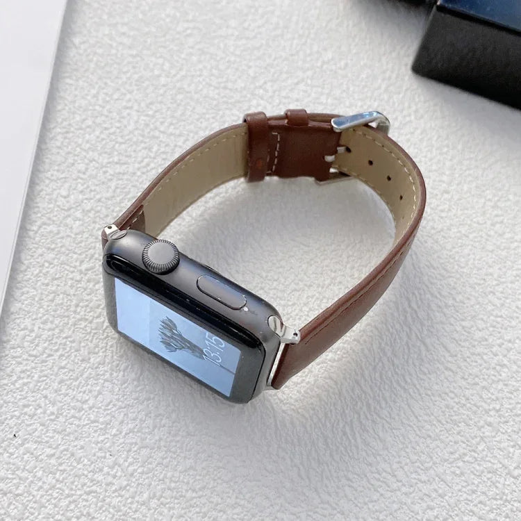 Bracelet de montre en cuir brillant pour Apple Watch Series, 7 41 mm / 6&SE&5&4 40 mm / 3&2&1 38 mm, 7 45 mm / 6&SE&5&4 44 mm / 3&2&1 42 mm