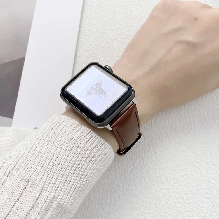 Bracelet de montre en cuir brillant pour Apple Watch Series, 7 41 mm / 6&SE&5&4 40 mm / 3&2&1 38 mm, 7 45 mm / 6&SE&5&4 44 mm / 3&2&1 42 mm