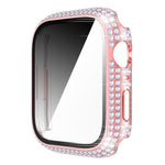 Coque de montre en PC diamant + verre trempé pour Apple Watch Series, 7 41mm, 7 45mm