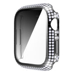 Coque de montre en PC diamant + verre trempé pour Apple Watch Series, 7 41mm, 7 45mm