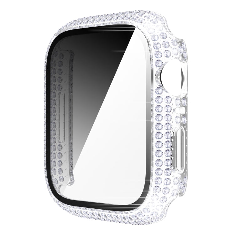 Coque de montre en PC diamant + verre trempé pour Apple Watch Series, 7 41mm, 7 45mm