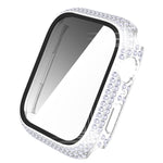 Coque de montre en PC diamant + verre trempé pour Apple Watch Series, 7 41mm, 7 45mm