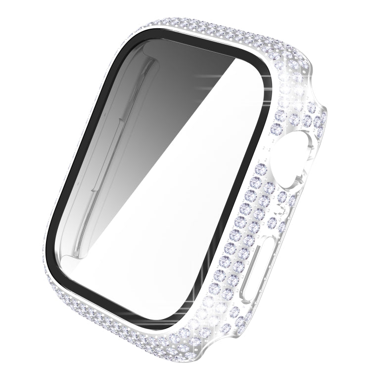 Coque de montre en PC diamant + verre trempé pour Apple Watch Series, 7 41mm, 7 45mm
