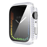 Coque de montre en PC diamant + verre trempé pour Apple Watch Series, 7 41mm, 7 45mm