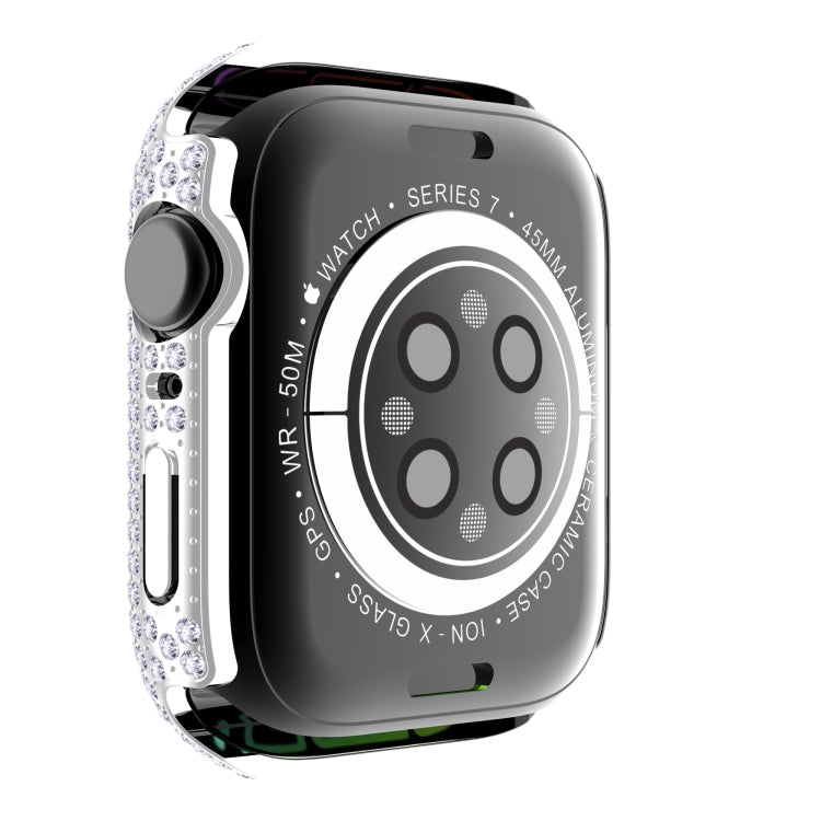 Coque de montre en PC diamant + verre trempé pour Apple Watch Series, 7 41mm, 7 45mm
