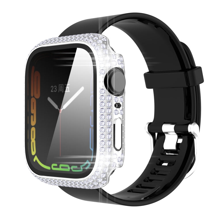 Coque de montre en PC diamant + verre trempé pour Apple Watch Series, 7 41mm, 7 45mm