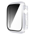 Coque de montre en PC diamant + verre trempé pour Apple Watch Series, 7 41mm, 7 45mm