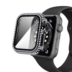Coque de montre en PC diamant + verre trempé pour Apple Watch Series, 6&SE&5&4 40mm, 6&SE&5&4 44mm